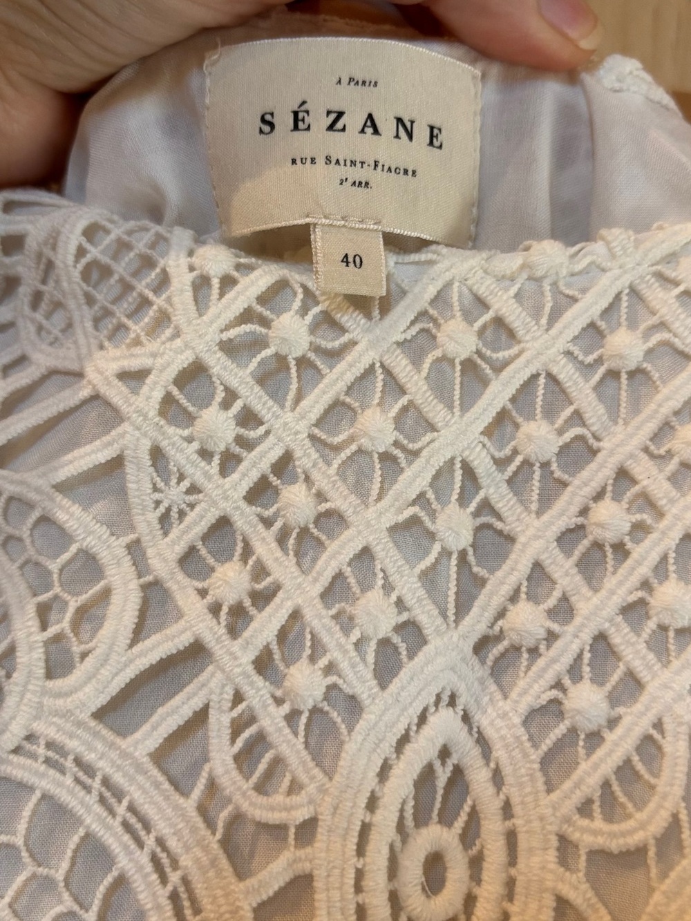 🆕 Sezane Sarah Crochet Ivory Dress Sz 40 - Picture 14 of 15